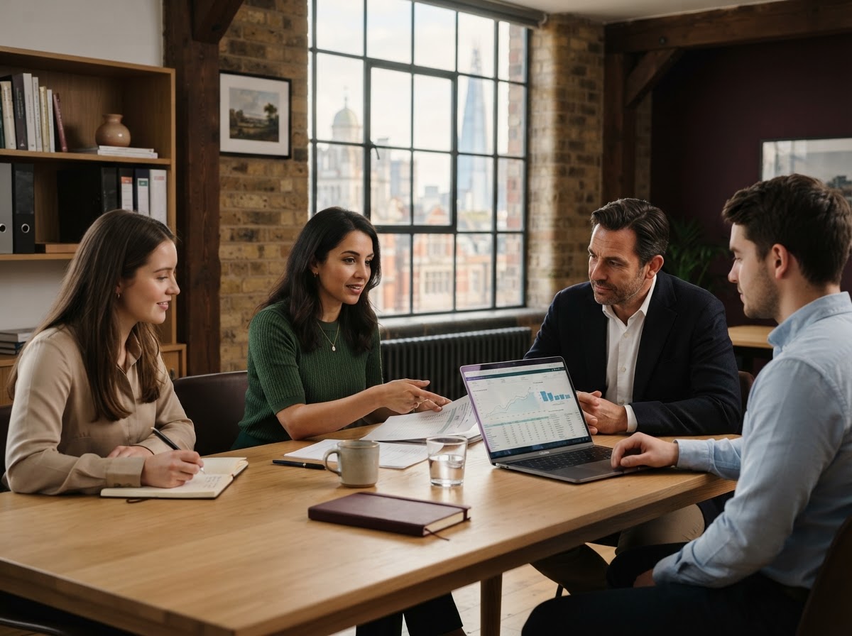 Aurelia Capital analysts reviewing predictive risk models and portfolio data